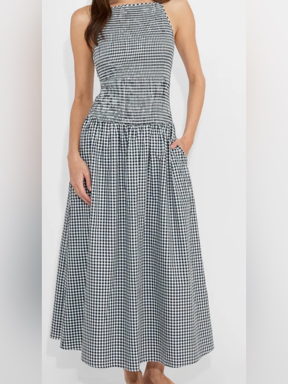 Just Fab Smocked Gingham Maxi Dress – Size XL – NWT